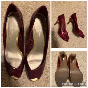 Liz Claiborne Burgundy Peep Toe Heels
